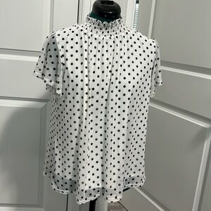 Beacon Apparel Mock Neck Polka Dot Top M